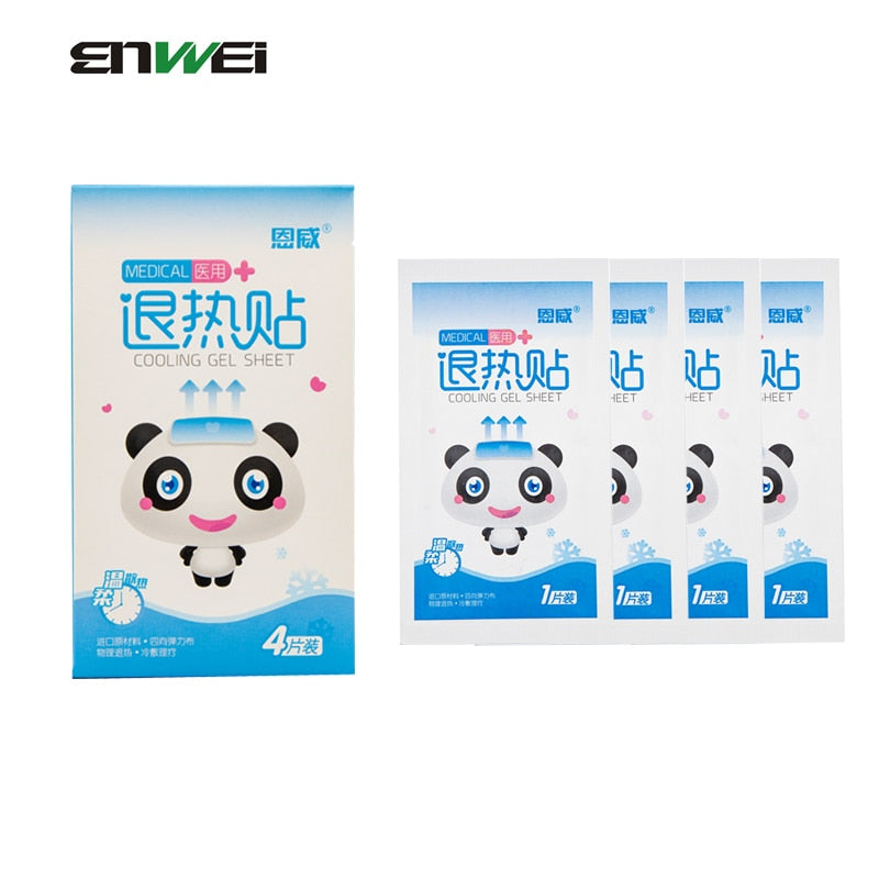 12pcs Fever Cooling Gel Patch Migraine Headache Pain Relief Fever Muscle Ache Summer Heatsroke Baby Kids Adult Home Health Care