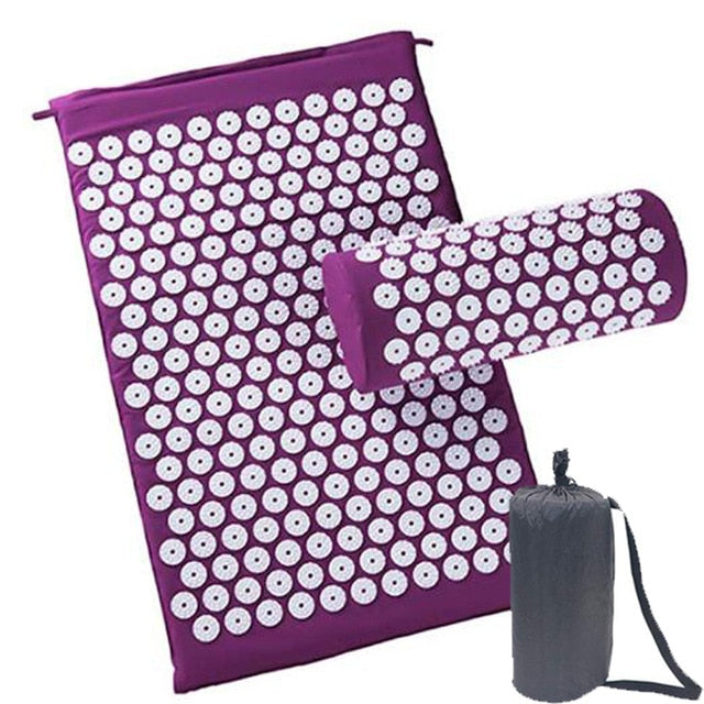 Foldable Yoga Mat Acupuncture Massager Set Cushion Sports Relieve Stress Pain With Pillow Carrying Bag