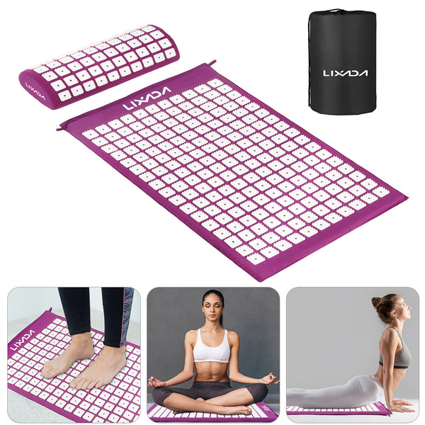 Acupressure Mat and Pillow Set with 2Pcs Spiky Balls Point Massage Cushion Massage Yoga Mat Relieve Stress Back Body Pain Relief