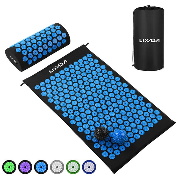 Acupressure Mat and Pillow Set with 2Pcs Spiky Balls Point Massage Cushion Massage Yoga Mat Relieve Stress Back Body Pain Relief