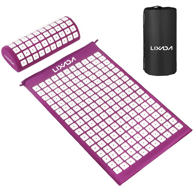 Acupressure Mat and Pillow Set with 2Pcs Spiky Balls Point Massage Cushion Massage Yoga Mat Relieve Stress Back Body Pain Relief