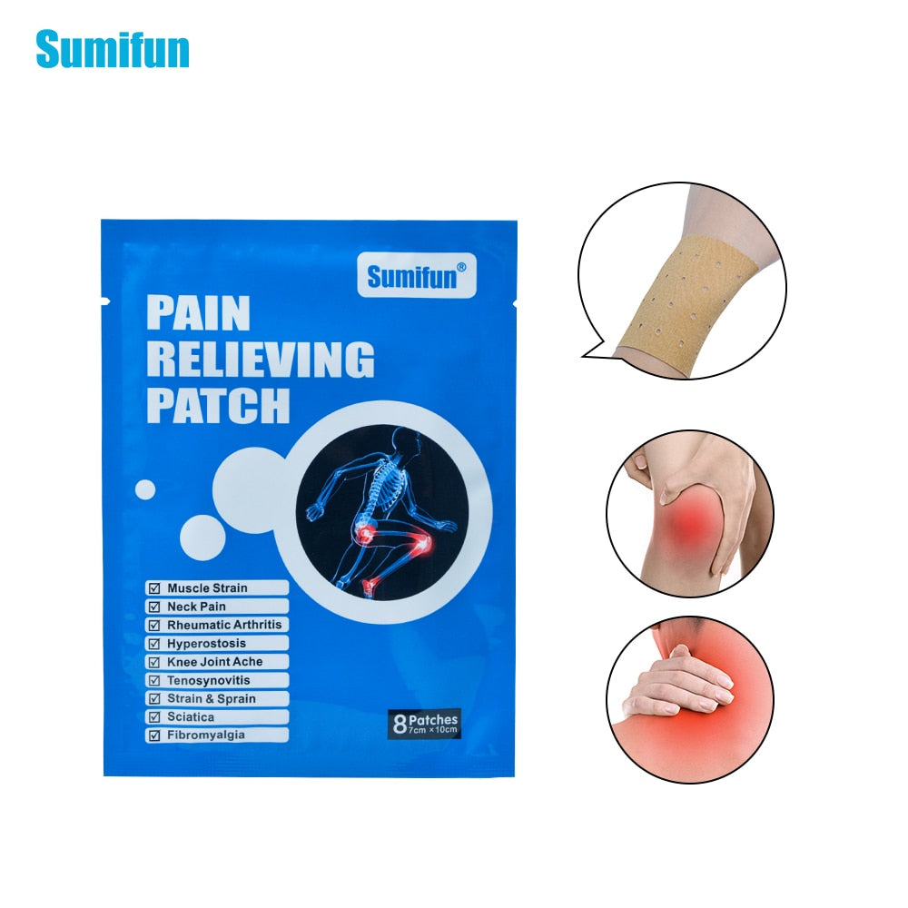 64pcs/8Bags Sumifun Pain Relieving Patch Strain Muscle Neck Back Pain Plaster Body Massage Relaxation Health care D0663