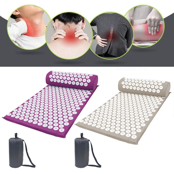 Massage mat Cushion Shakti Mat Acupressure Relieve Back Body Pain Spike Mat Acupuncture Massage Yoga Mat with Pillow 66*42cm