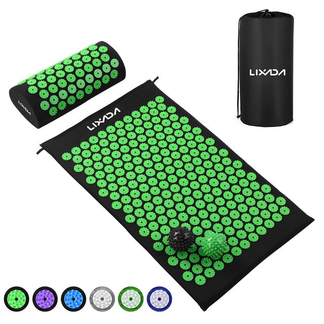 Acupressure Mat and Pillow Set with 2Pcs Spiky Balls Point Massage Cushion Massage Yoga Mat Relieve Stress Back Body Pain Relief