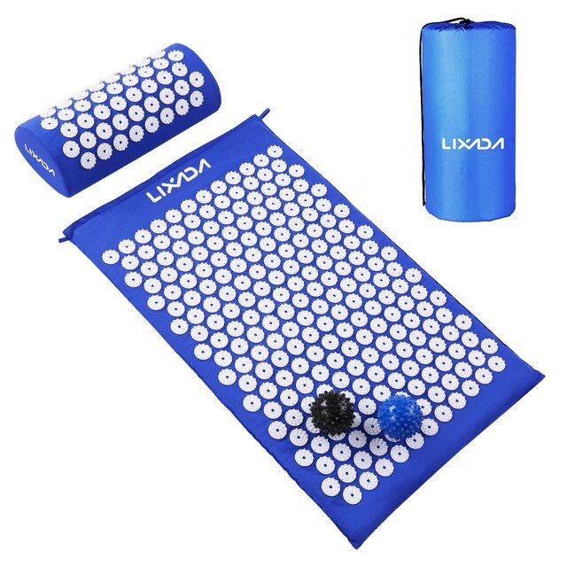 Acupressure Mat and Pillow Set with 2Pcs Spiky Balls Point Massage Cushion Massage Yoga Mat Relieve Stress Back Body Pain Relief