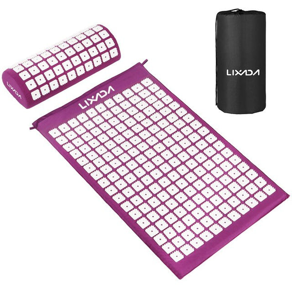 Acupressure Mat and Pillow Set with 2Pcs Spiky Balls Point Massage Cushion Massage Yoga Mat Relieve Stress Back Body Pain Relief